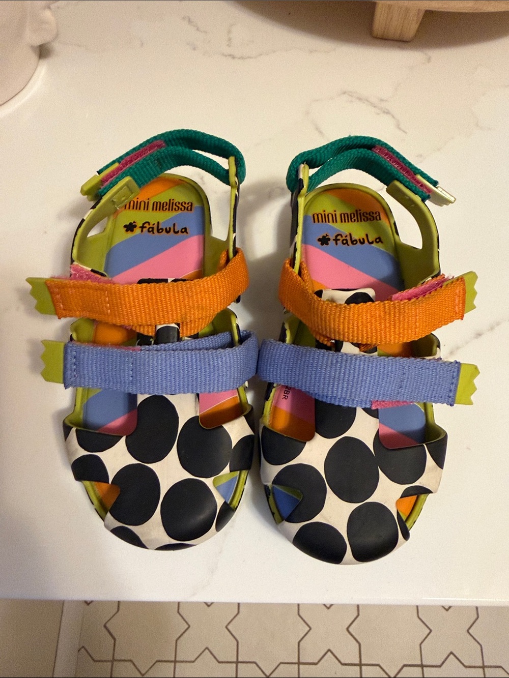 Mini Melissa x fabula Colorful Polka Dot Kids Velcro strap Sandals
